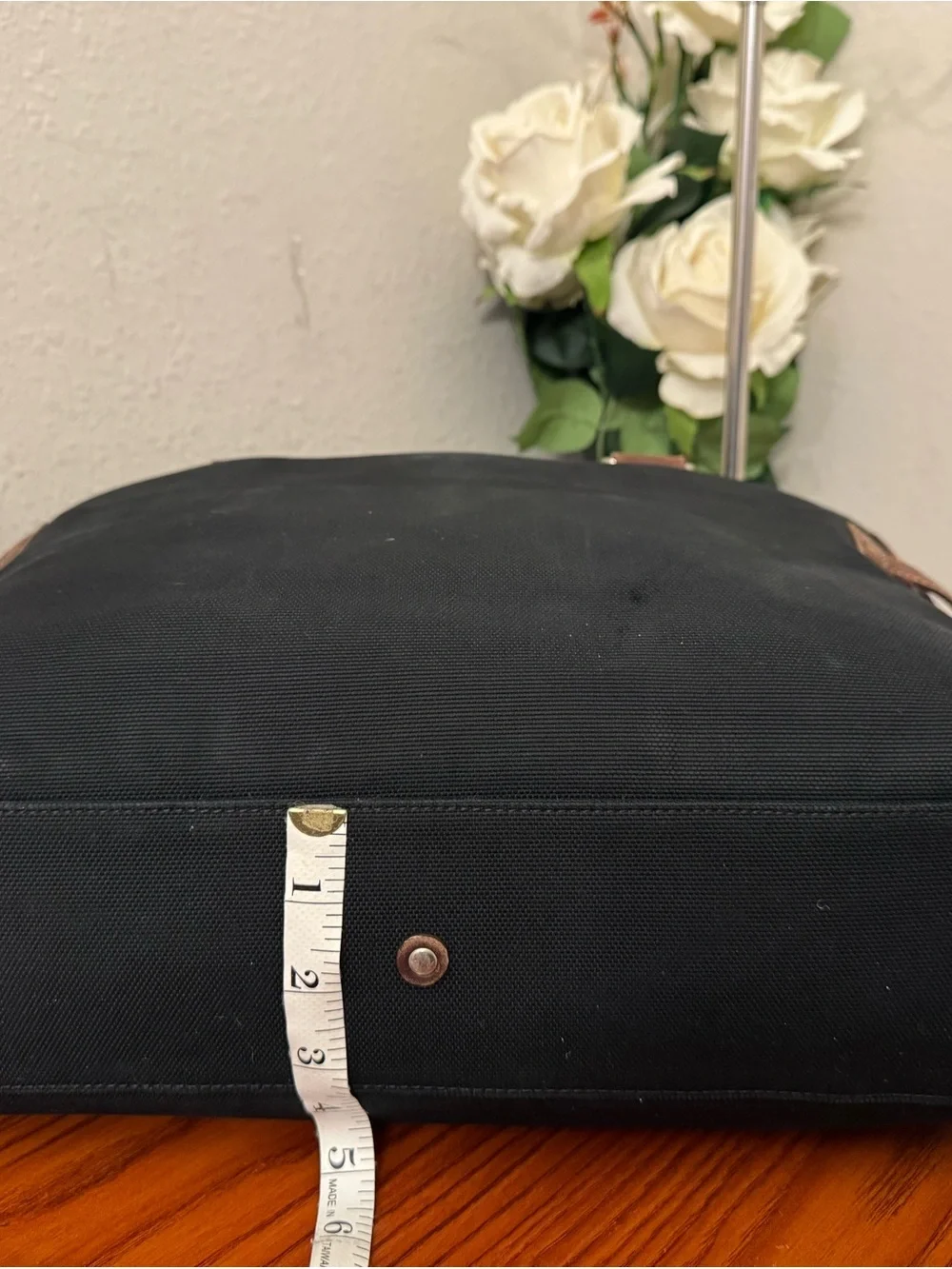 Coach Black Canvas Briefcase with Brown Leather Trim